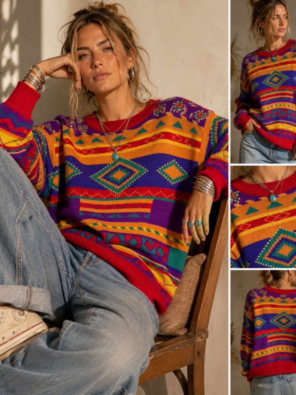 Vintage Meister Retro Southwestern Sweater Size Large